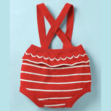Load image into Gallery viewer, Red Cotton Knit Striped Dungaree With Half Sleeves T-Shirt
