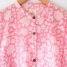 Load image into Gallery viewer, Pink Floral Hand Block Printed Mal Mal Kedia Top
