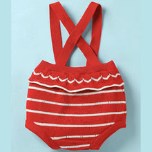 Load image into Gallery viewer, Red Cotton Knit Striped Dungaree With Half Sleeves T-Shirt

