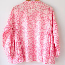 Load image into Gallery viewer, Pink Floral Hand Block Printed Mal Mal Kedia Top
