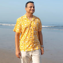 Load image into Gallery viewer, Yellow Floral Hand Block Printed Mal Mal Shirt

