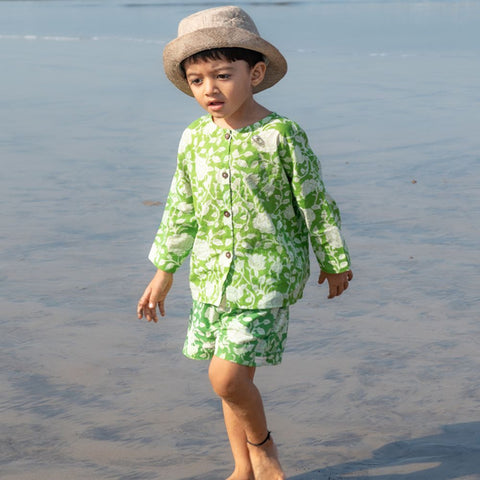 Green Floral Hand Block Print Co-Ord Set