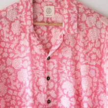 Load image into Gallery viewer, Pink Floral Hand Block Printed Mal Mal Shirt

