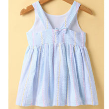 Load image into Gallery viewer, Blue Striped Half Sleeves Frock
