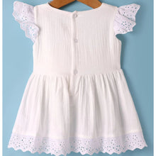 Load image into Gallery viewer, White Cotton Half Sleeves Frock With Bloomer
