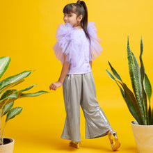 Load image into Gallery viewer, Lilac Butterfly Sleeves Top With Shimmer Pants
