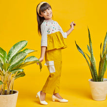 Load image into Gallery viewer, Yellow Heart Embroidered Top With Cargo Pants Co-ord Set
