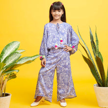 Load image into Gallery viewer, Purple Paisley Printed Dolman Sleeves Top With Palazzo Pants Co-Ord Set
