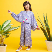 Load image into Gallery viewer, Purple Paisley Printed Dolman Sleeves Top With Palazzo Pants Co-Ord Set
