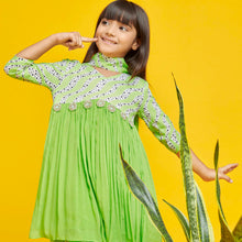 Load image into Gallery viewer, Lime Green Gathered Kurta With Pant &amp; Dupatta
