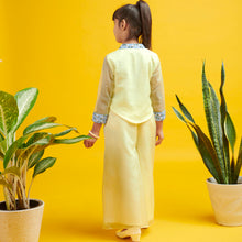 Load image into Gallery viewer, Yellow Floral Hand Embroidered Organza Top With Pant Co-Ord Set
