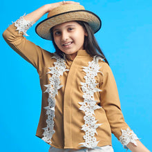 Load image into Gallery viewer, Ocher &amp; White Chrochet Lace Shirt

