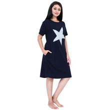 Load image into Gallery viewer, Blue Star Printed Short Cotton Dress
