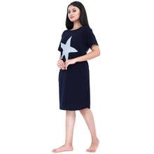 Load image into Gallery viewer, Blue Star Printed Short Cotton Dress
