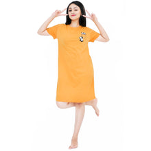 Load image into Gallery viewer, Mustard Panda Short Cotton Dress
