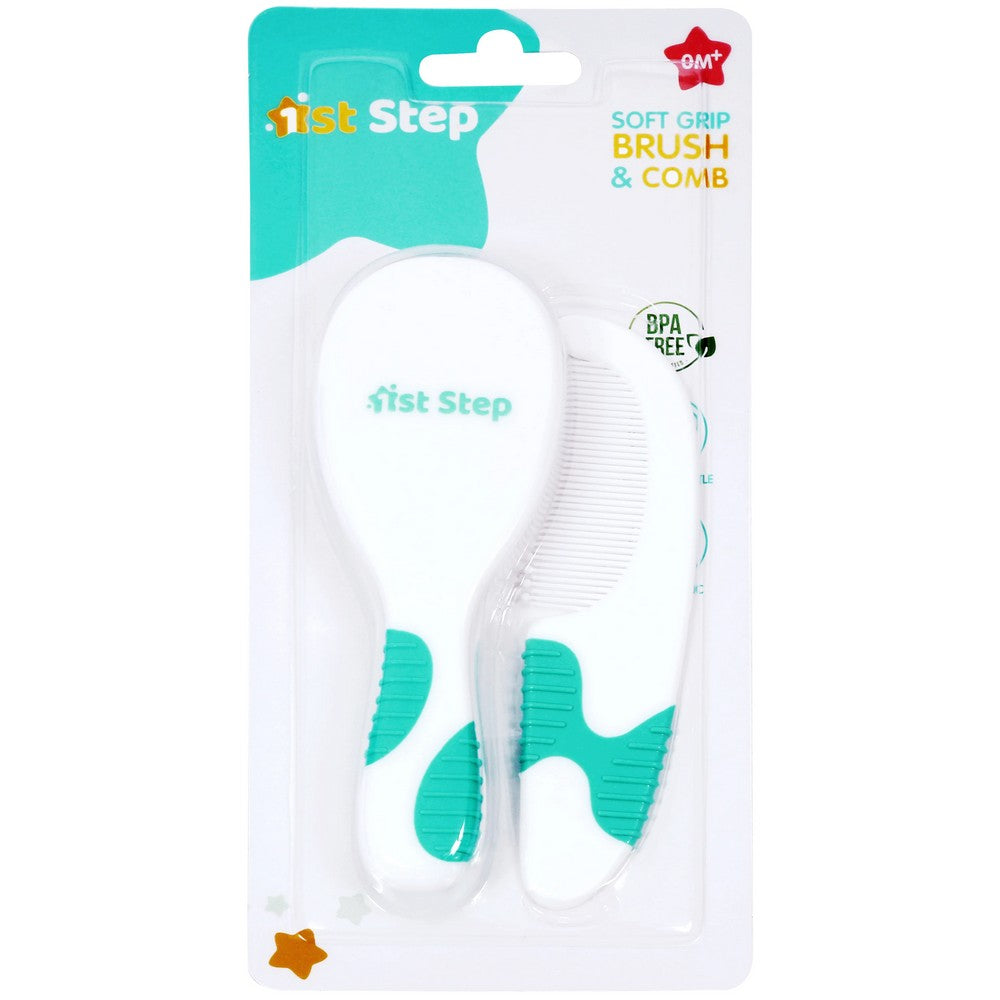 Green Soft Grip Brush & Comb Set