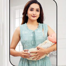 Load image into Gallery viewer, Blue Layered Sleeveless Maternity Dress
