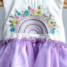 Load image into Gallery viewer, Purple Rainbow Embroidered Organza Dress
