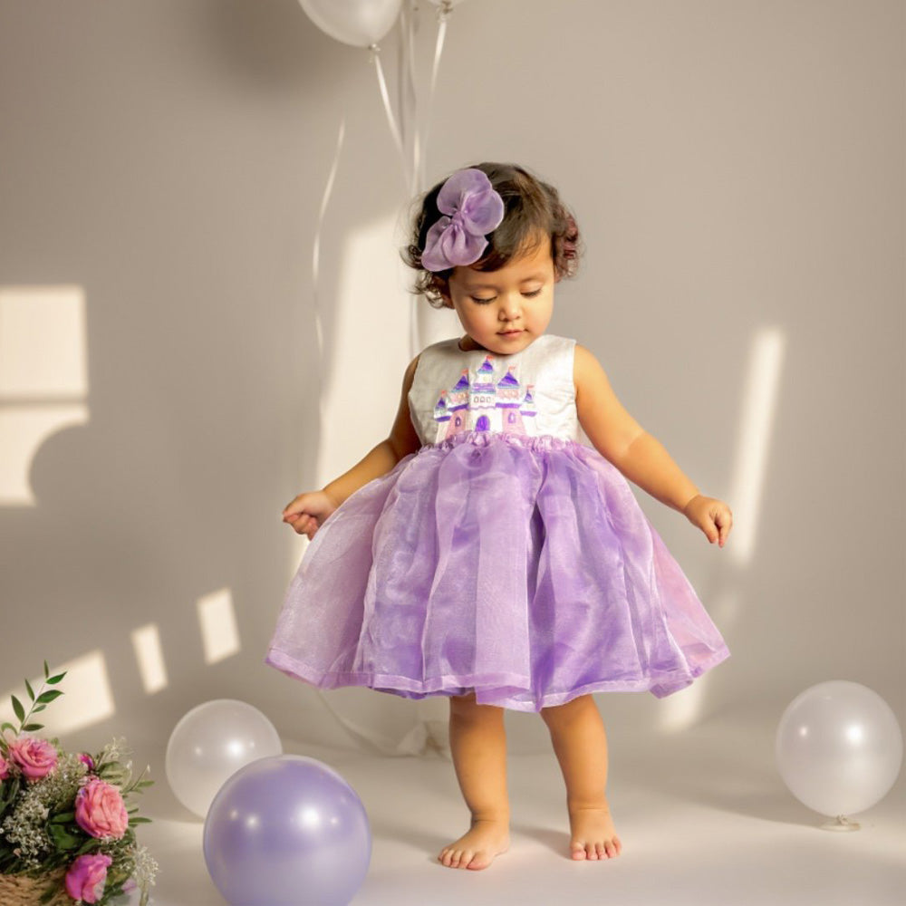 Purple Castle Embroidered Organza Dress