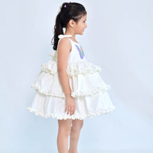 Load image into Gallery viewer, White Butterfly Embroidered Layered Cotton Dress
