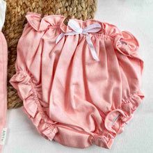 Load image into Gallery viewer, Peach Cotton Frock With Bloomer, Booties &amp; Headband Gift Set
