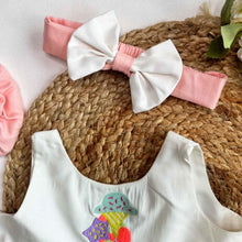 Load image into Gallery viewer, Peach Cotton Frock With Bloomer, Booties &amp; Headband Gift Set
