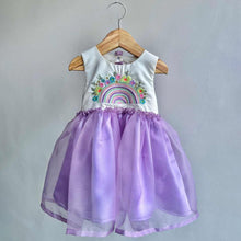 Load image into Gallery viewer, Purple Rainbow Embroidered Organza Dress
