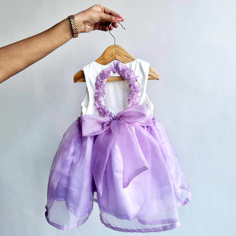 Purple Rainbow Embroidered Organza Dress