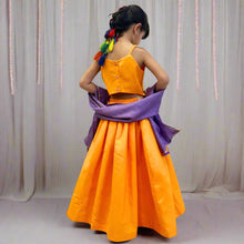 Load image into Gallery viewer, Orange Embroidered Choli With Cotton Lehenga &amp; Dupatta
