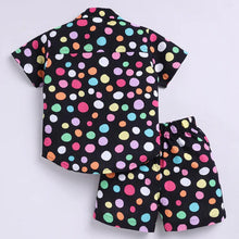 Load image into Gallery viewer, Black Polka Dots Half Sleeves Co-Ord Set
