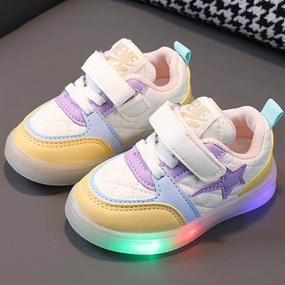 Classic Velcro Color Block Sneakers With LED Light-Up