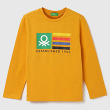 Load image into Gallery viewer, Yellow Benetton Printed Full Sleeves Cotton T-Shirt
