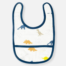 Load image into Gallery viewer, Navy Blue Little Dino Printed Classic Muslin Bib
