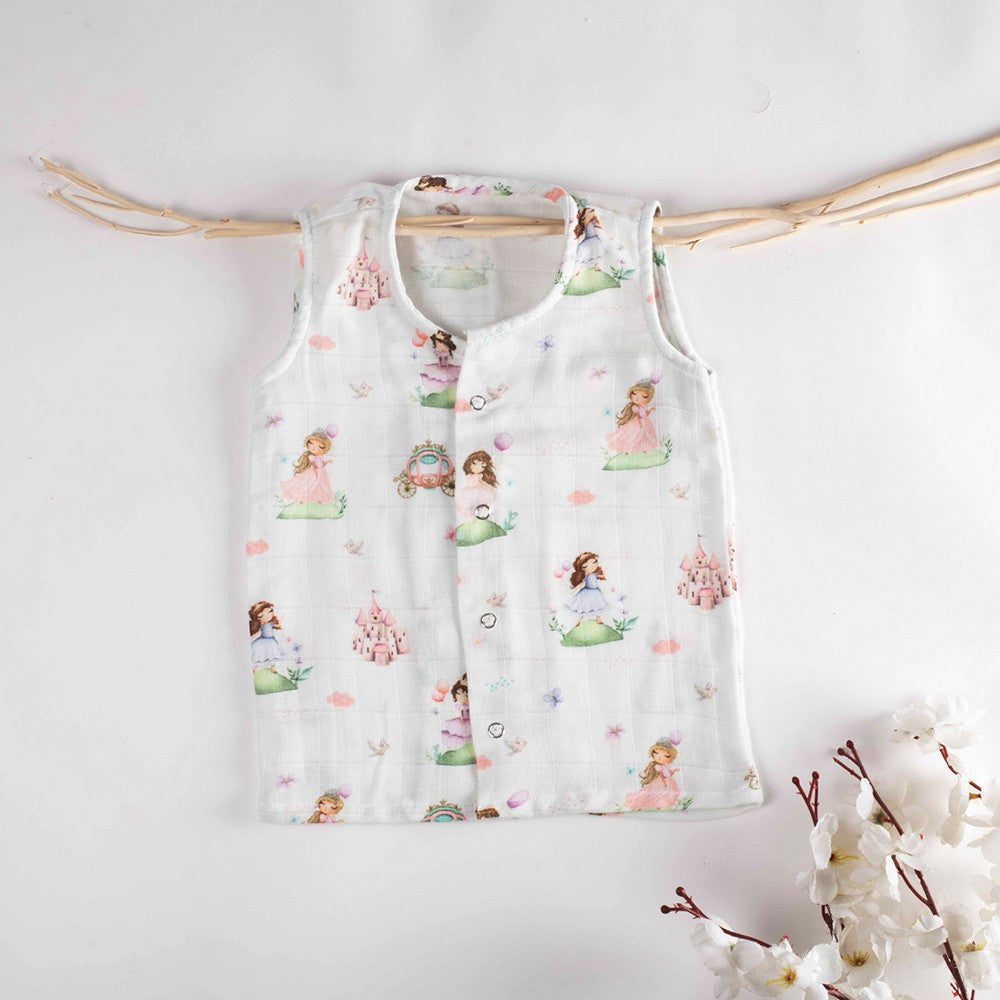 Pink Fairytale Theme Muslin Sleeveless Jhablas - Pack Of 2