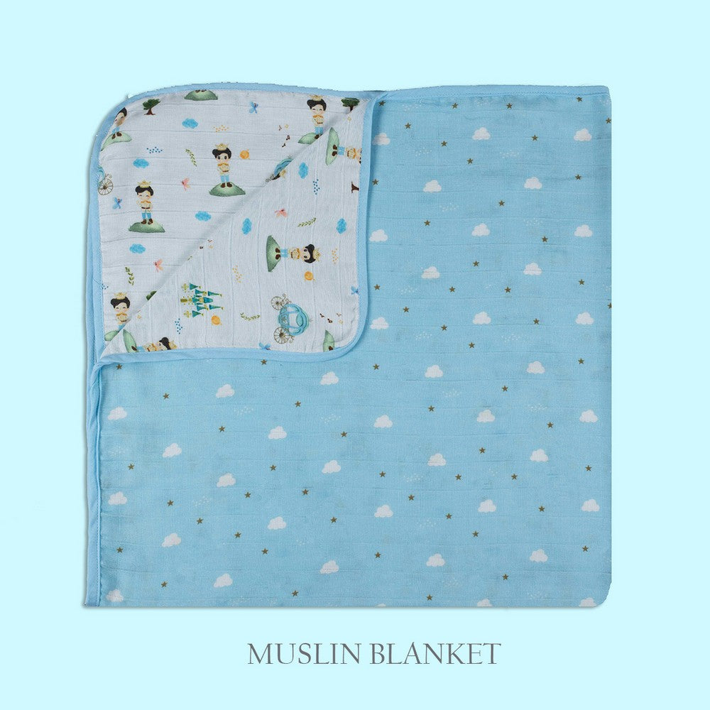 Blue The Little Prince Organic Cotton Cot Bedding Set