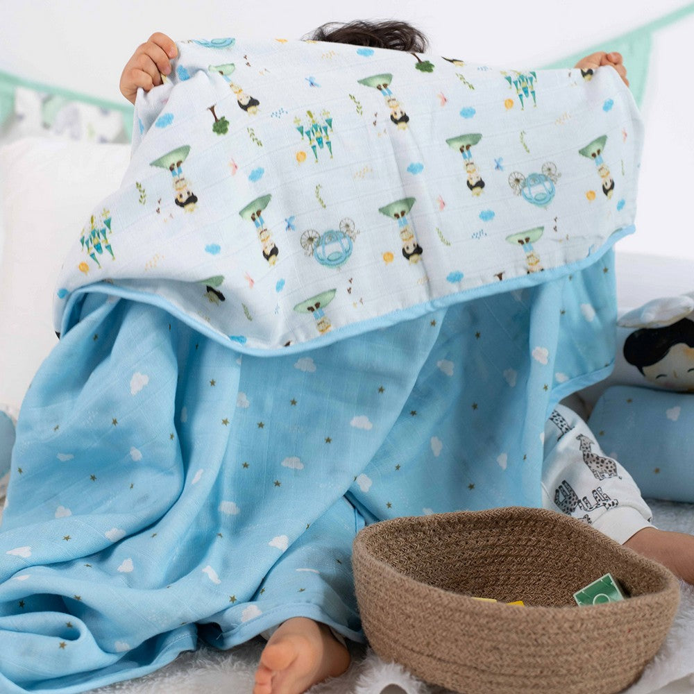 Blue The Little Prince Theme Organic Muslin Blanket