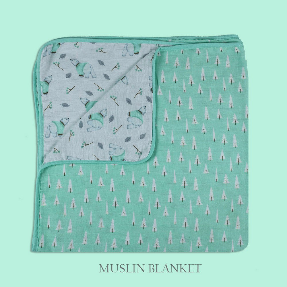 Green Arctic Organic Cotton Cot Bedding Set