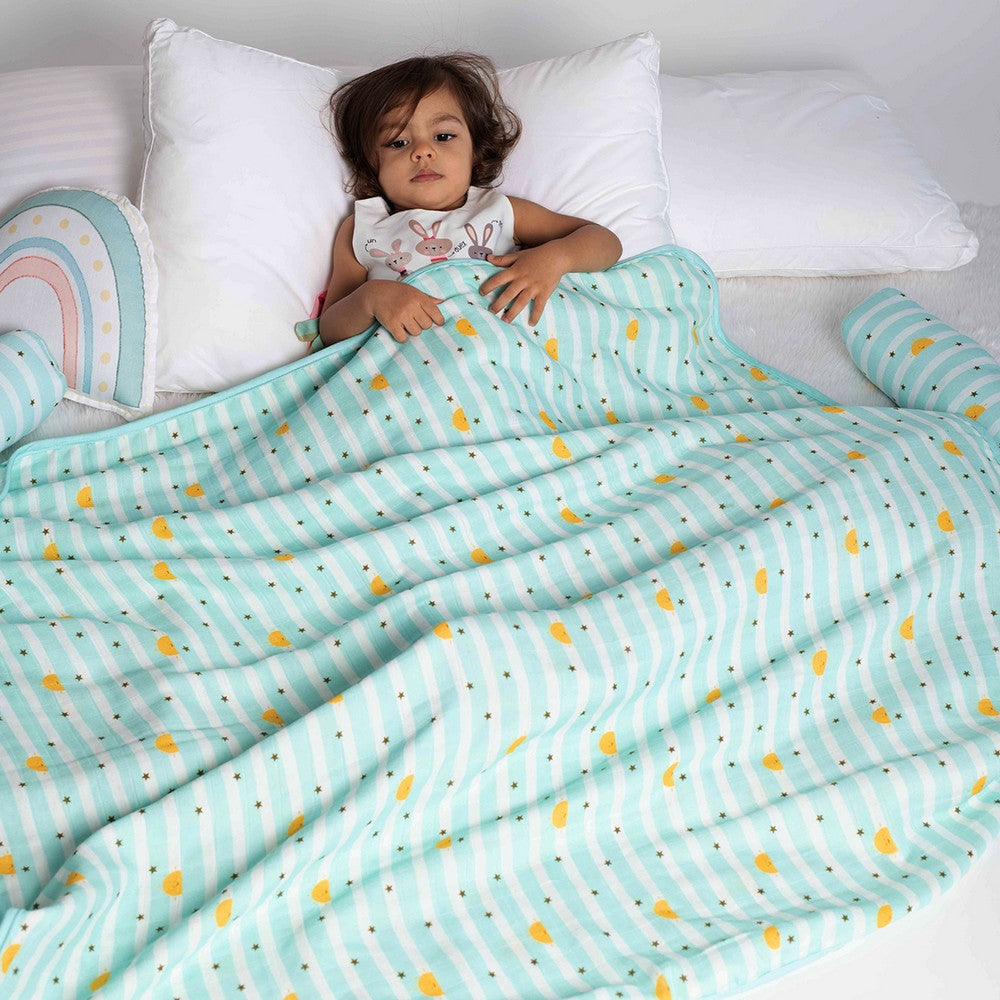 Sea Green Horizon Theme Organic Muslin Blanket
