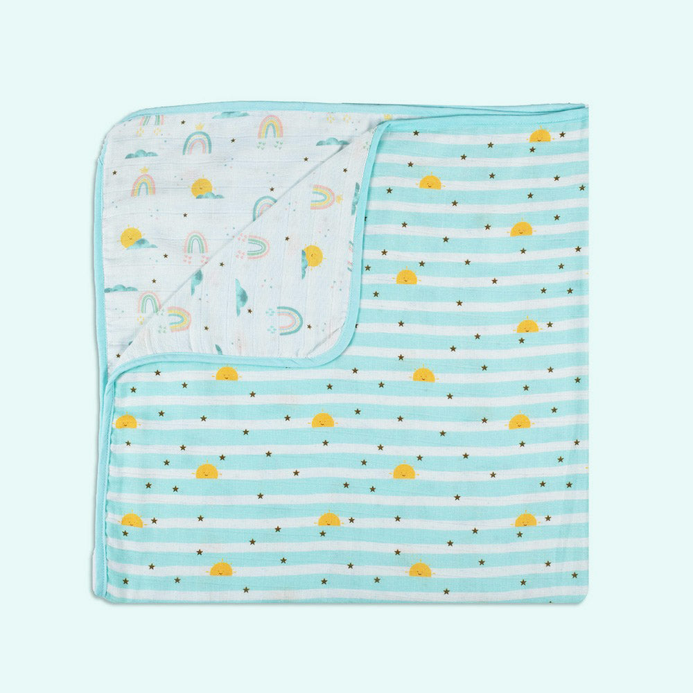 Sea Green Horizon Theme Organic Muslin Blanket