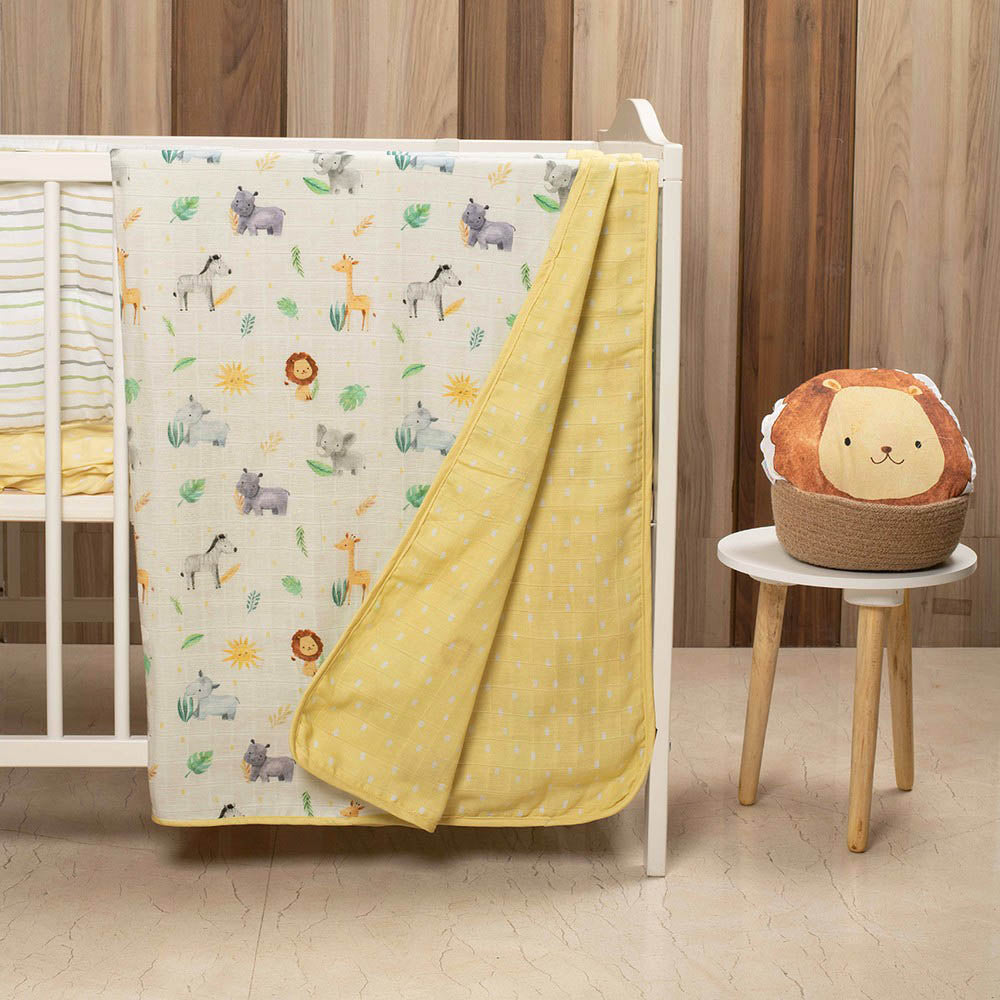 Yellow Into The Wild Mini Cot Bedding Set