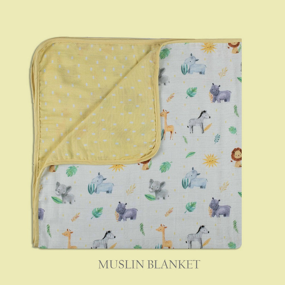 Yellow Into The Wild Organic Cotton Cot Bedding Set