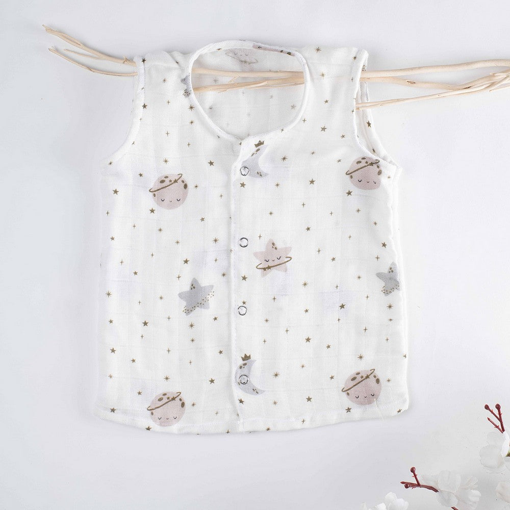 Starry Nights Theme Muslin Sleeveless Jhablas - Pack Of 2