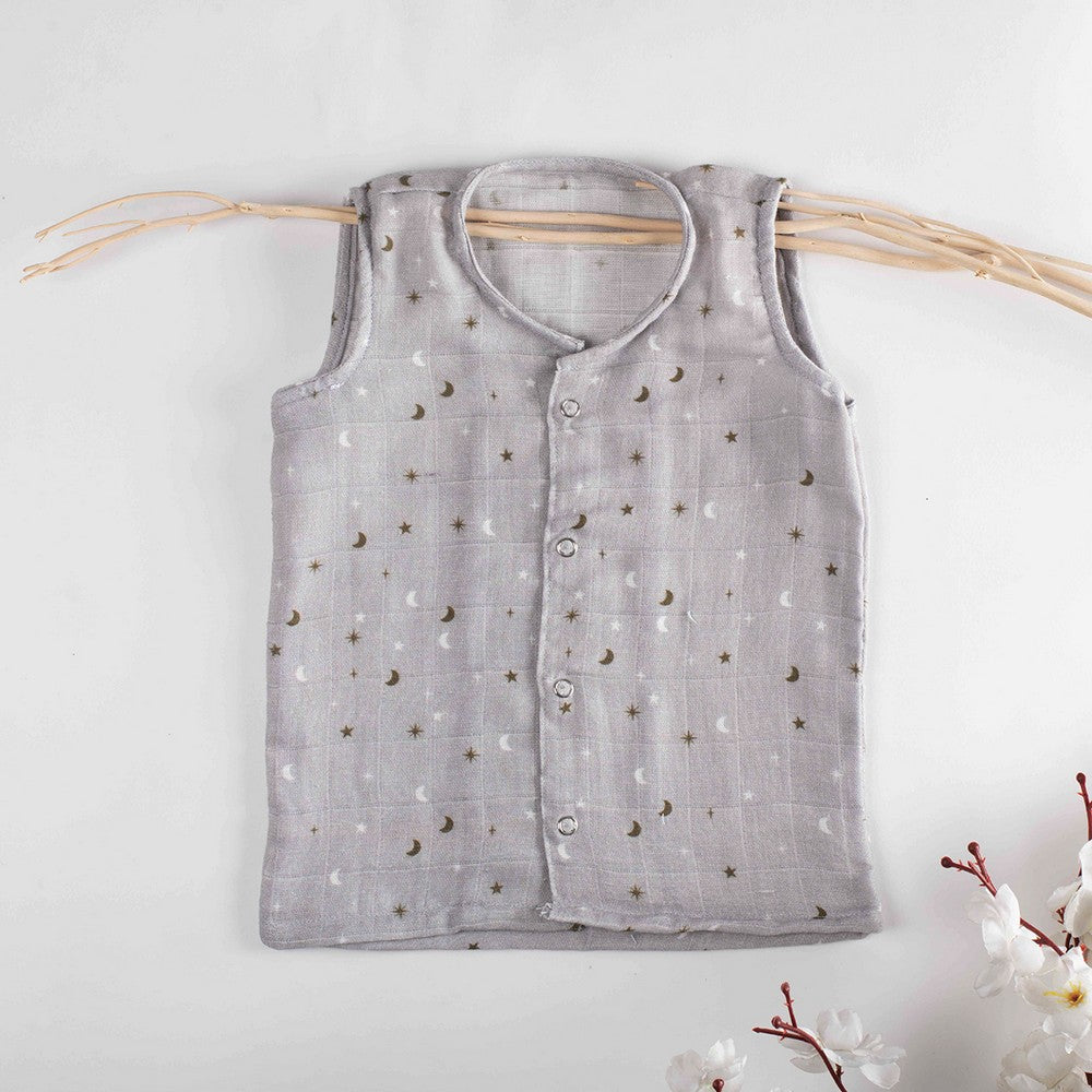 Starry Nights Theme Muslin Sleeveless Jhablas - Pack Of 2
