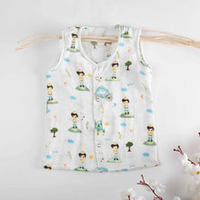 Load image into Gallery viewer, Blue The Little Prince Theme Muslin Sleeveless Jhablas (Set of 2)
