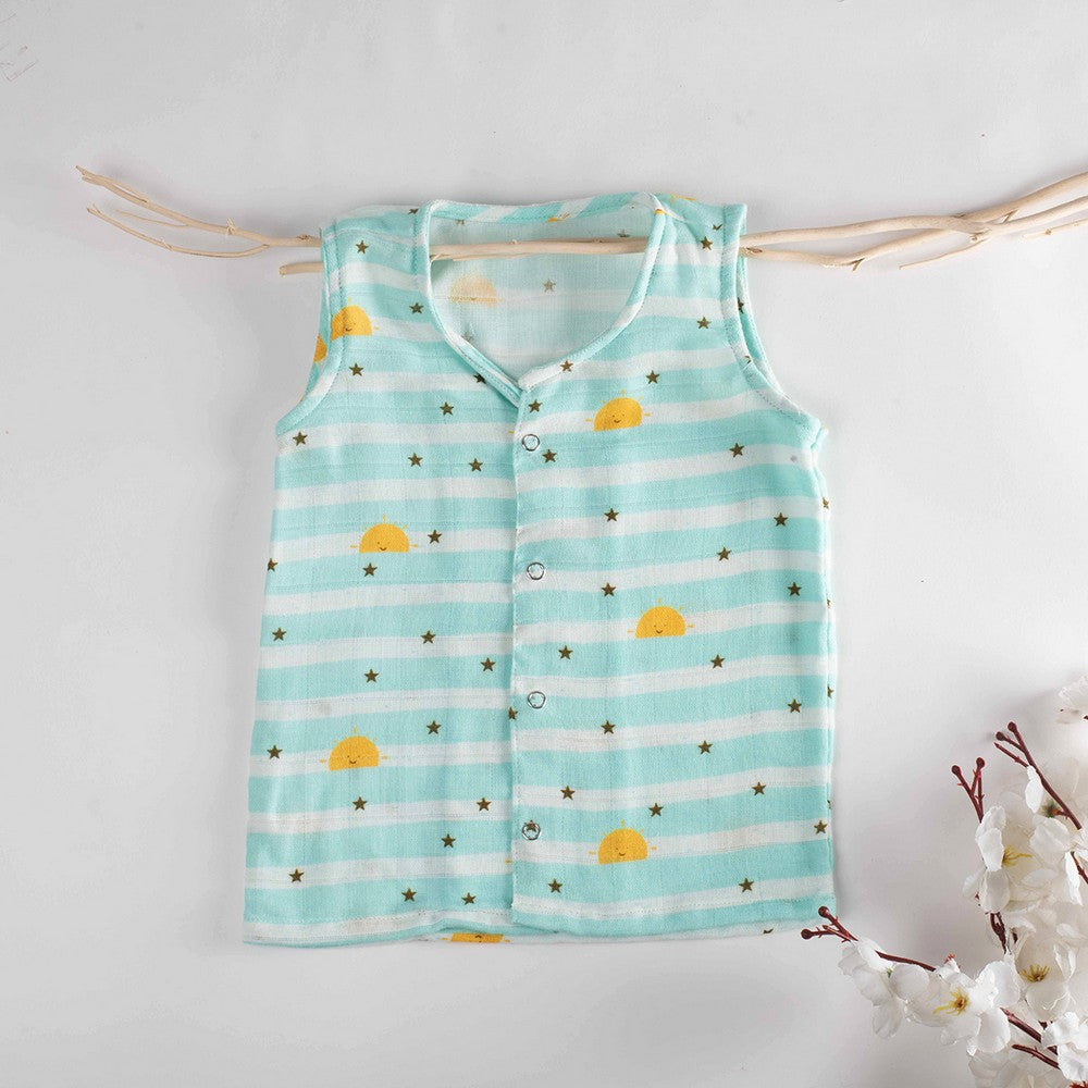 Colorful Rainbow Theme Muslin Sleeveless Jhablas - Pack Of 2