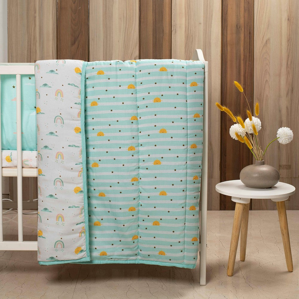 Sea Green Horizon Organic Reversible Quilt