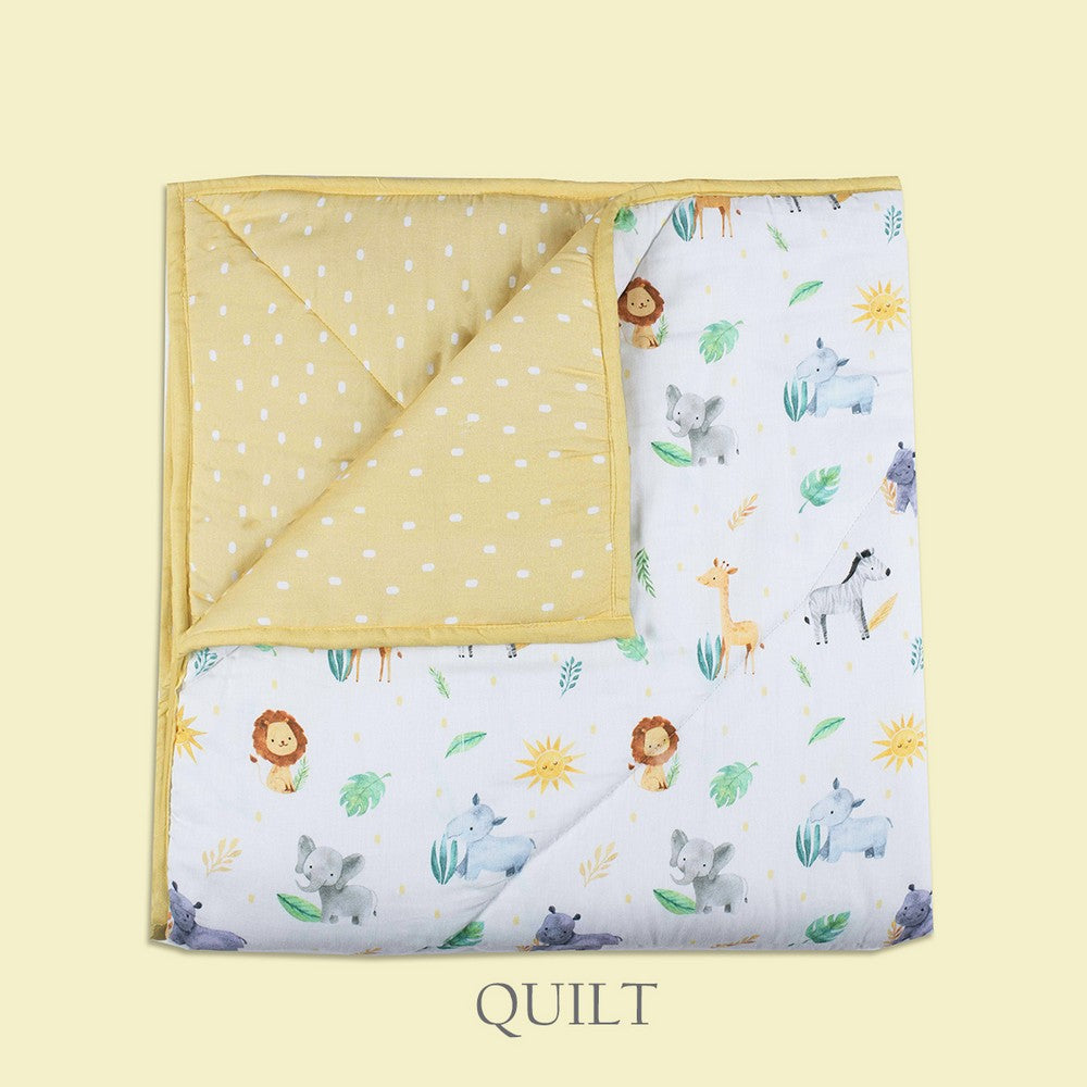 Yellow Into The Wild Organic Cotton Cot Bedding Set