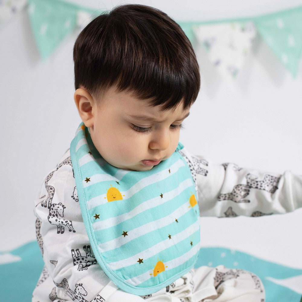 Colorful Rainbow Reversible Cotton Bibs- Set Of 2