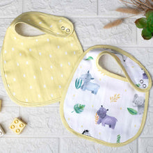 Load image into Gallery viewer, Yellow Into The Wild Reversible Cotton Bibs- Set Of 2
