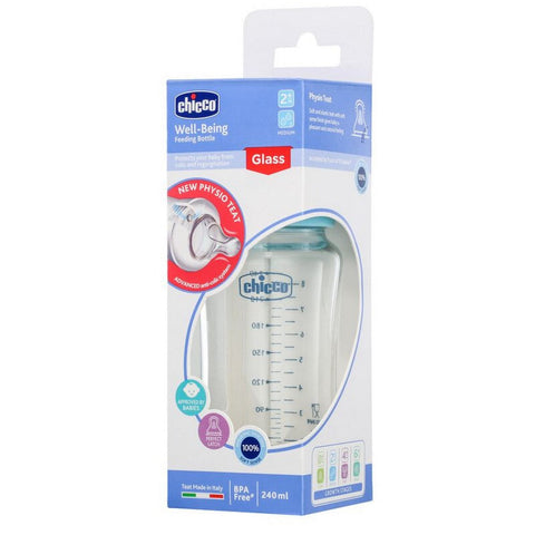 Blue Well-Being Glass Feeding Bottle - 240ml